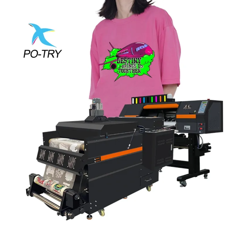 POTRY baru I3200 4 Printhead 8 warna 60CM PET Film DTF Printer dapat mencetak warna neon sangat keren