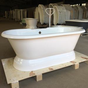 Baignoires doubles autoportantes en fonte de porcelaine <span class=keywords><strong>à</strong></span> <span class=keywords><strong>l</strong></span>'<span class=keywords><strong>ancienne</strong></span> Style traditionnel avec socle pour hôtels pour le trempage et le bain <span class=keywords><strong>à</strong></span> remous - Product Image 5