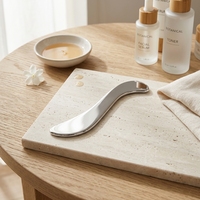 Outil de massage Gua Sha en acier inoxydable, cuillère à gratter incurvée, relaxation musculaire du visage et du corps, 17.8cm JS-014