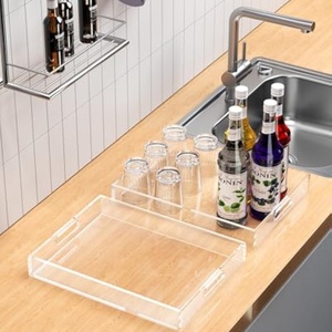 Factory Manufacture High Quality Custom Modern for Transparent Polished Surface Acrylic Tabletop Garment <b>Stands</b> Display Tray - Product Image 6