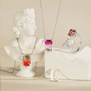 Collier pendentif alphabet 26 lettres en argent sterling avec zircone 5A et cristal violet dégradé, bijoux fins pour femmes Dylam - Product Image 5