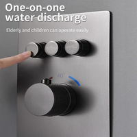 Keran Bak Mandi Terpasang di Dinding 3 Arah, Shower Faucet Kuningan Desain Modern Solid Tersembunyi, Shower Rainfall Persegi Hitam Doff Keramik