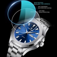 Montre-bracelet de luxe pour homme en acier inoxydable à quartz 42 mm avec affichage lumineux, diverses couleurs, mode et affaires, alliage et verre