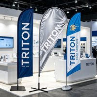 Drapeau publicitaire personnalisé pour salon professionnel, mât en fibre de verre, bannière plume imprimée, imperméable et durable pour exposition