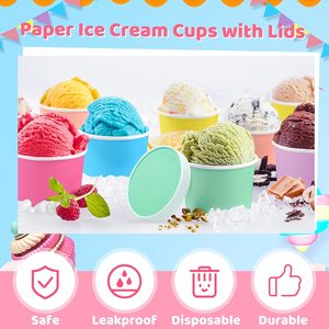 Gobelets jetables personnalisés avec logo imprimé, double paroi, 5oz, 8oz, 10oz, 12oz, 16oz, en papier recyclé de qualité alimentaire pour pudding, sundae, gelato et crème glacée - Product Image 4