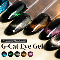ICE NOVA 6 colores Unique 10d Cat Eye Gel Sparkle Efecto de fuegos artificiales Imán Diamantes Cat Eye Gel Set Incluye capa base y capa superior