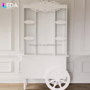LEDA Event Party Decor & Supplies Princess-style <b>White</b> <b>Acrylic</b> Flower Stand Trolley With Wheels - Product Image 4