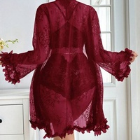Ensemble de lingerie sexy trois pièces en dentelle avec bretelles et pyjama érotique - Lingerie transparente pour la vente en gros (ODM)