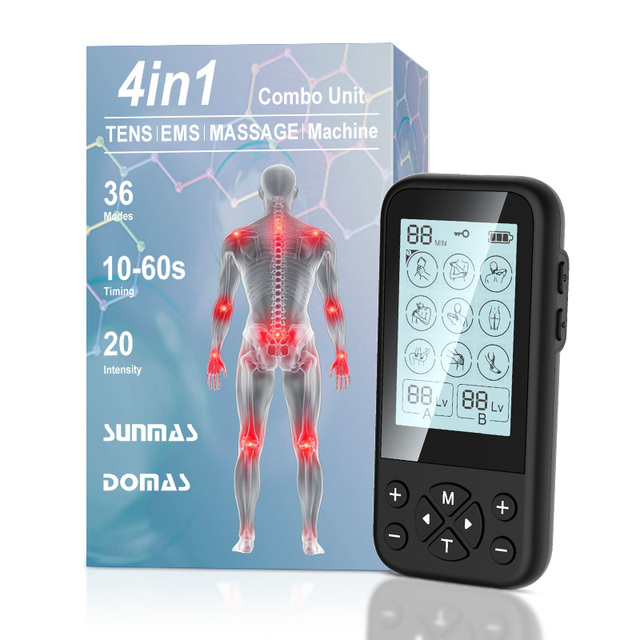 Dual Channel TENS/EMS Massager Back Pain Physical Therapy Equipments Tens Electrodes Massage Unit Muscle Stimulator