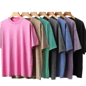 Großhandel Unisex Acid Wash Tops Baumwolle T-Shirts Plain Bulk T-Shirt Übergroß