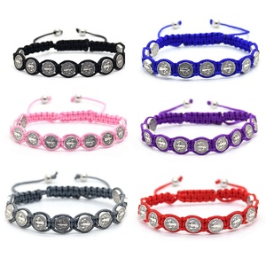 I braccialetti intrecciati colorati possono proteggere la preghiera e l'esorfismo o essere dati come regali 1.5cm 10 pezzi braccialetti fatti a mano Saint benedici - Product Image 2