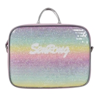 Trousse à crayons bandoulière portable en polyester RPET imperméable avec motif lettres imprimé sur mesure 2026 pour femme
