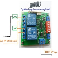 CE029 DC 12V 315MHz 2Ch Relai Penundaan Timer Nirkabel Multifungsi Sakelar RF & EV1527 ASK OOK Remote Control 0-10A