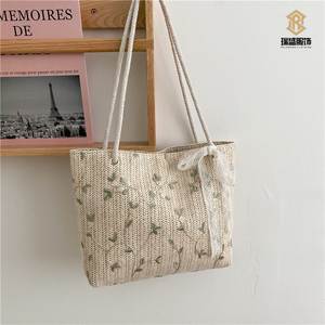 Nouveau Sac Fourre-tout Tendance d'Été en Dentelle Grande Capacité à Bandoulière avec Nœud Papillon et Tissage Frais - Product Image 2