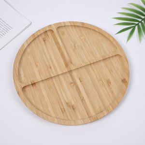 Plateau rond en bois massif avec compartiments, plateau à fruits et en-cas en bambou, pour la maison, le salon - Product Image 3