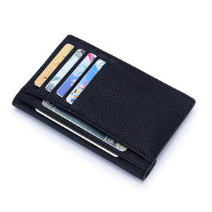 Porte-monnaie AndoBag à motif litchi pour femmes, portefeuille fin en cuir de vache véritable, portefeuilles courts 2215 - Product Image 5