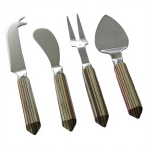 Eco-Friendly Stainless Steel Multi Color Wood Handle Steel Silver Cheese Knife 4-Piece Modern Set Kitchen Accessories Home Hotel - Product Image 1
