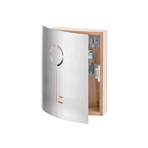 Zeller Present Schlüsselkasten Gummibaum/Edelstahl 9 Haken 21,5x6x24,5cm Silber/Natur - Product Image 1