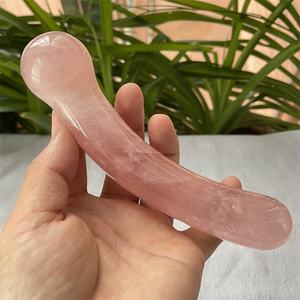 Natur Kristall Zauberstab Rosenquarz Rosa Penis Frauen Sexspielzeug Gebogener <span class=keywords><strong>Dildo</strong></span> Yoni Massage Zauberstab Für Frau <span class=keywords><strong>Dildo</strong></span> - Product Image 4