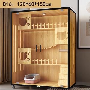 บ้านแมวไม้หลายชั้นในร่ม พร้อมคุณสมบัติระบายอากาศ กันน้ำ และให้ความอบอุ่น ดีไซน์สวยงามสำหรับทุกฤดูกาล ใช้ในบ้าน - Product Image 2