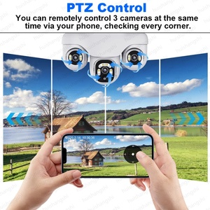 V380 Solar IP Cameras Outdoor <b>Wireless</b> WiFi/4G 15MP 3 PTZ Lens Human Detection <b>Security</b> Surveillance Waterproof IP66 CCTV <b>Camera</b> - Product Image 3
