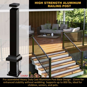 Poste de barandilla de aluminio resistente 3x3 Poste de valla de aluminio Poste de barandilla de porche para barandilla de aluminio de 36'' - Product Image 4