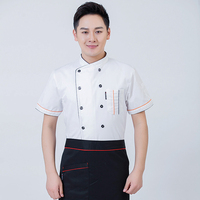 Uniforme de Chef de Service Alimentaire pour Restaurant, Cuisine, Boulangerie, Café, et Traiteur, Manches Courtes, Double Boutonnage, Vêtements de Travail Professionnels en Gros