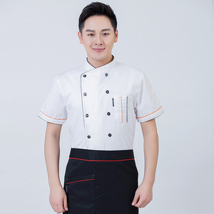 Tay áo ngắn nhà hàng Nhà Bếp Làm việc mặc đôi ngực bánh cafe bồi bàn phục vụ thực phẩm dịch vụ đồng phục trưởng - Product Image 3