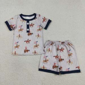 Set di Abbigliamento Estivo per Bambini RTS Boutique, Maglietta e Pantaloncini in Cotone e Spandex con Motivo Ancora, Stile Western Americano per il 4 Luglio - Product Image 5