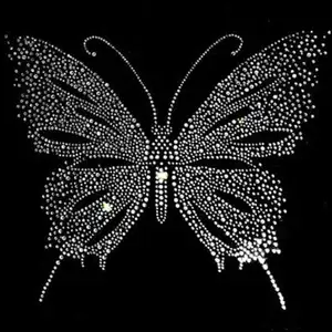 China Factory Custom Bling Designs Iron On Butterfly Hotfix Rhinestone Transfers Designs For T Shirt Clothes