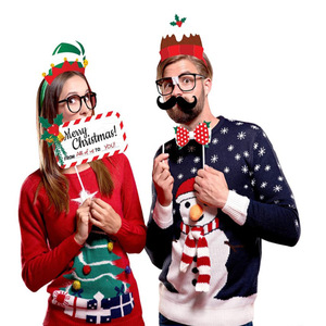 38 PCS Fiesta de <span class=keywords><strong>Navidad</strong></span> Photo Booth Props Kit Papel Sombrero de <span class=keywords><strong>Navidad</strong></span> fotografía divertida - Product Image 3