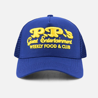 Gorra Trucker de 5 Paneles con Corona Alta, Personalizada de Fábrica OEM, Malla con Logotipo Bordado en 3D, Azul Rey, para Deportes al Aire Libre