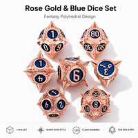1PC Regal Copper Sapphire Blue Metal Handmade Eco-Friendly DND Dice Set Sharp Edge Polyhedral for Dungeons Dragons RPG Board