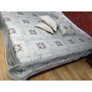 Juego de Ropa de Cama Bordada a Mano con Cinta, 5 Piezas, Tamaño King y Queen, Colcha, Cubrecama, Patchwork, Encaje, Hueco, Sábanas para el Hogar - Product Image 3
