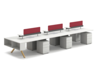Bureau de travail modulaire extensible moderne pour 6 personnes, mobilier en bois pour espace ouvert et coworking, idéal pour le personnel de bureau