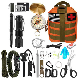 Survival Kit Multi Functional Outdoor Emergency Gear With Compass Flashlight Fishing Tools First Aid Supplies Military Green - Product Image 4