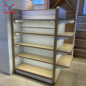 رف عرض متجر القرطاسية المعدني مزيج الخشب مع رفوف متعددة الطبقات - Product Image 5