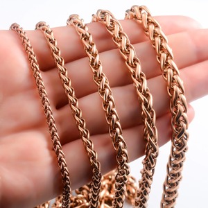 Collier chaîne classique en acier inoxydable pour hommes et femmes, accessoire de bijouterie plaqué or rose, collier ras du cou - Product Image 5