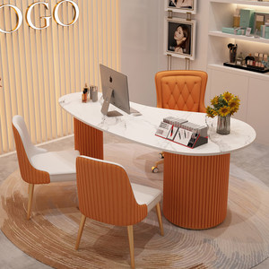 Bureau en bois moderne minimaliste pour salons de beauté et cliniques esthétiques médicales avec design incurvé - Product Image 4