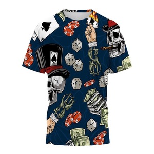 T-shirt pour homme, imprimé 3D crâne rose, coupe classique, manches courtes, logo sur le devant, tissu tricoté - Product Image 5