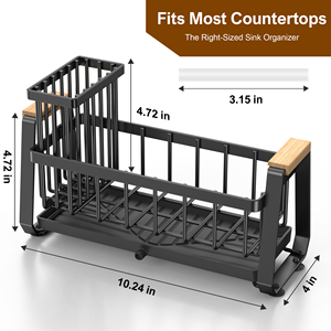 Soporte Adhesivo de Acero Inoxidable 304 para Fregadero de Cocina, Escurridor de Esponjas Negro, Estante Organizador para Fregadero - Product Image 2