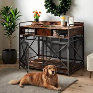 Vente directe d'usine Design moderne multifonction 43 pouces 3 en 1 bois et métal <span class=keywords><strong>Cages</strong></span> intérieures pour animaux de compagnie avec tiroirs pour chiens Salon - Product Image 1