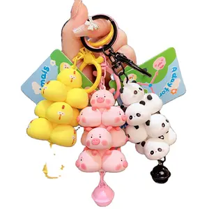 Personalized Keychain Cute Pet Stacked Paradise Dolls Pig Tower Car Key Chain Bag Pendant Small Gift Wallet Keychain Pvc