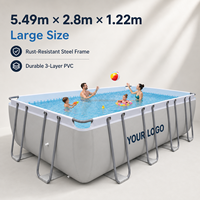Piscine rectangulaire hors sol en acier 5,49x2,8x1,22m pour jardin familial, grande taille, vente en gros