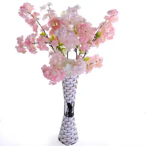 Artificial cherry flower blossom stems garland 3 branches silk sakura 100 cm 0.1 kg for artificial decoration