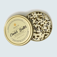 Échantillon gratuit Boîte ronde en métal de qualité alimentaire Boîte d'emballage en fer blanc de caviar Boîte de conserve de haute qualité 30g 50g 125g 250g Boîtes de caviar sous vide en or