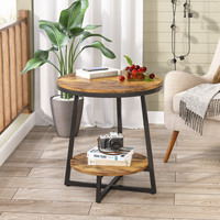 Tribesigns accent moderne petites tables d'appoint rondes en bois marron antique rustique pour canapé de salon