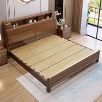 Lit double en bois de noyer massif avec un grand espace de rangement, design moderne, meubles de chambre à coucher de grande taille