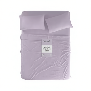 Viasoft Washed <b>Single</b> <b>Sheets</b> Lavender Cotton Home <b>Bedding</b> Adult All Season Plain Dyed Solid Pattern - Product Image 1