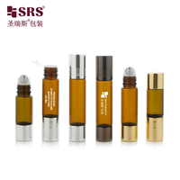Flacon roll-on portable en verre ambré à double usage pour cosmétiques et huiles d'aromathérapie, protection UV, 6ml 8ml 10ml 15ml